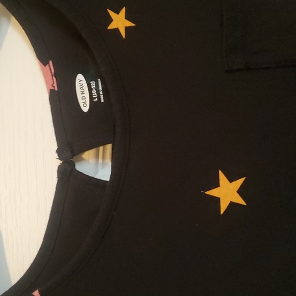 Girl's Old Navy Romper. Size 10/12. Black with multi-color stars. - Picture 3 of 5